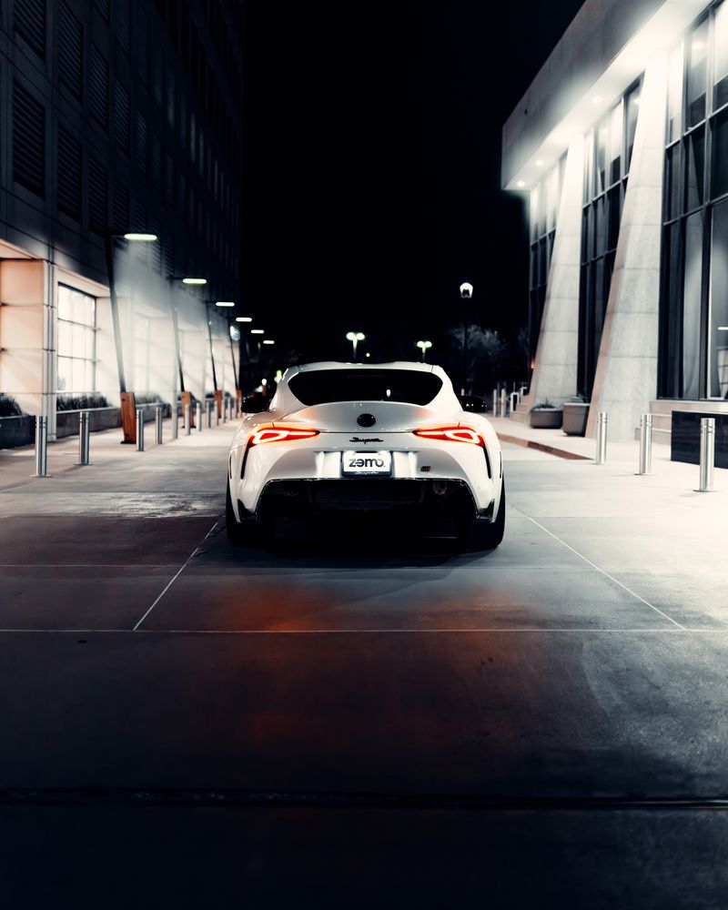Toyota Supra at night in the city
